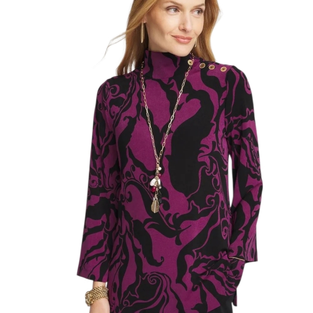 Chicos‎ Travelers Mock Neck Tunic Size Small